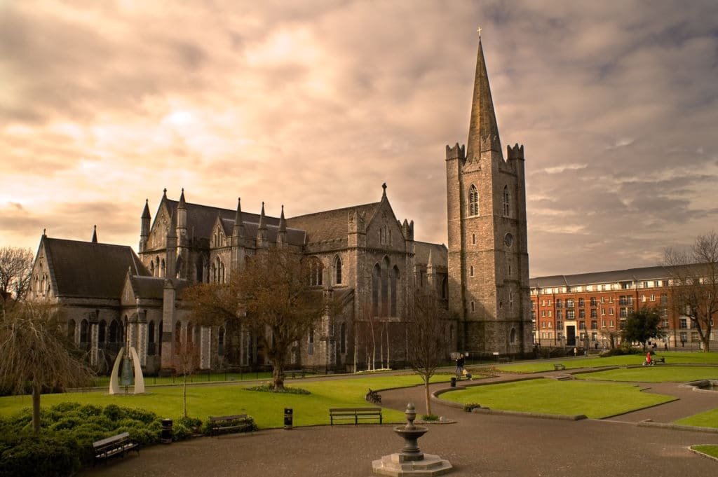 Is the sun shining on the St Patricks cathedral in Dublin right now?